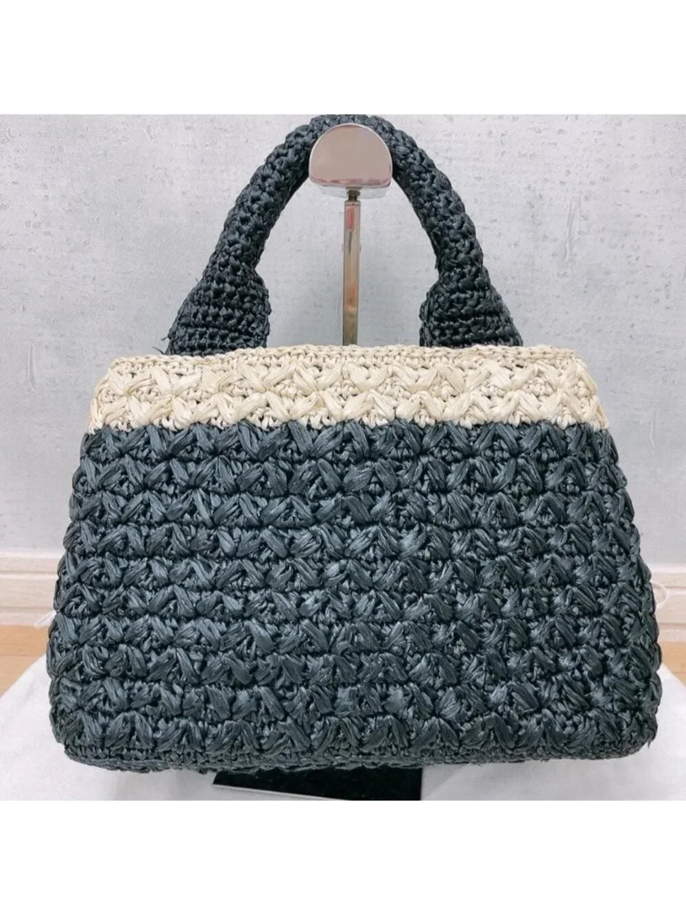 Prada Raffia Croquette Canapa Tote